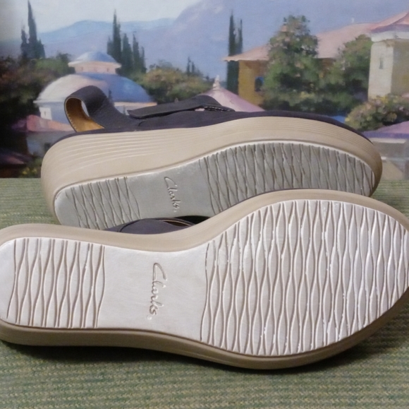 👟👟Clarks Reedly Juno Dark Gray Comfort Sandals Velcro Ortholite Size 7.5 Women - Picture 9 of 16